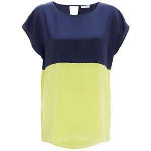 Whistles Nina Color Block Silk Blouse Top